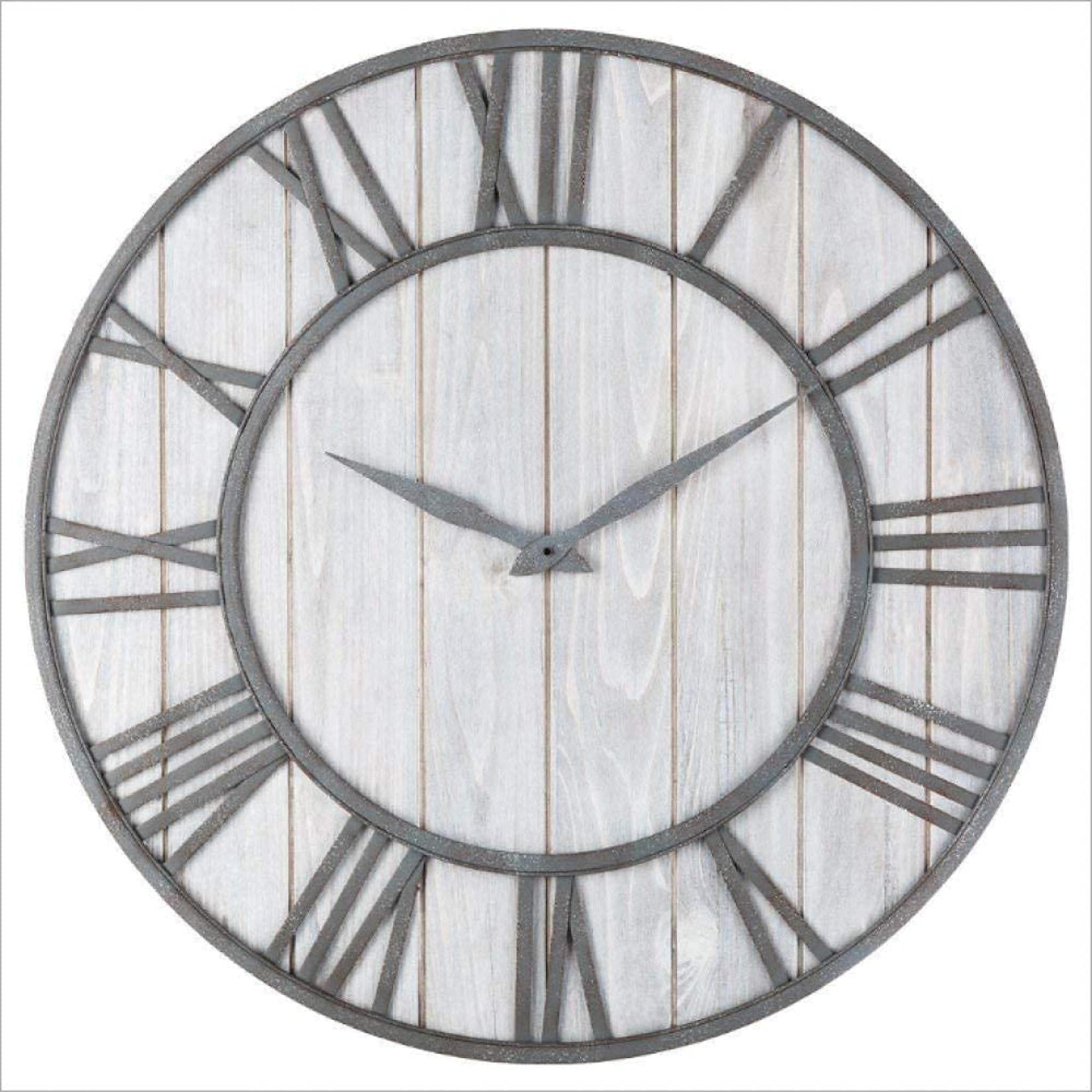 Grande horloge murale en fer forgé et chiffres romains géants
