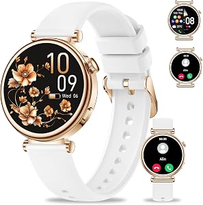 Smart Watch for Women(Answer/Make Call), 1.27" HD Small Fitness Tracker Smartwatch with DIY Dial/Heart Rate Sleep Monitor/Ladies Cycle Tracker/120+ Sports Modes for Android/iPhone, White 41mm