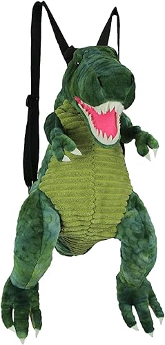 Things2Die4 Fresco Peludo Peluche Verde Dinosaurio Mini Mochila T-Rex Animal De Peluche Bolso De Hombro, Verde