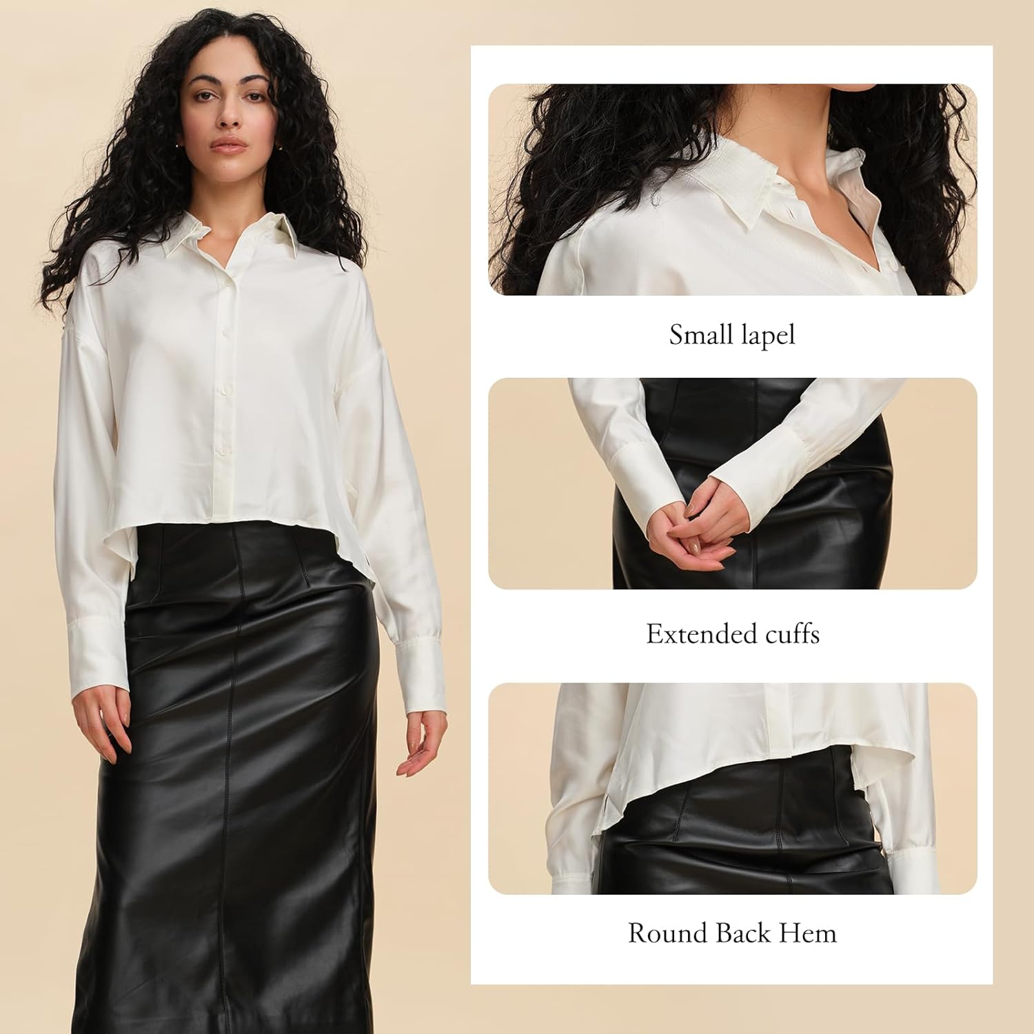 Silk Blouse for Women Long Sleeve 19MM Pure Mulberry Silk Shirt Dressy Casual Tunic Collared Tops Button Down Shirts - Image 4