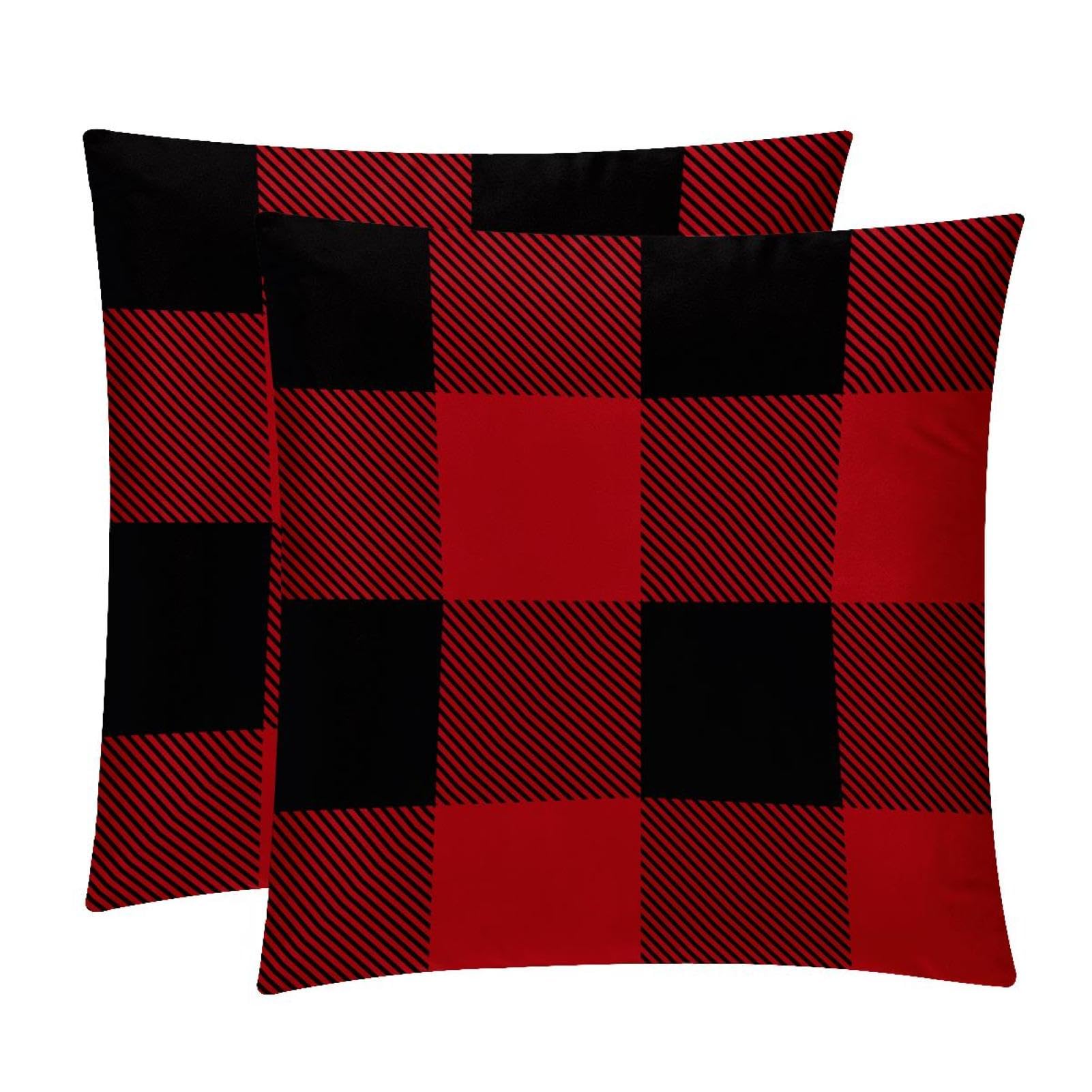 TDGKPZ Black Red Plaid Throw Pillow Covers 2 Pack Cushion Cases Decorative Pillow Cases Home Decor 40x40cm