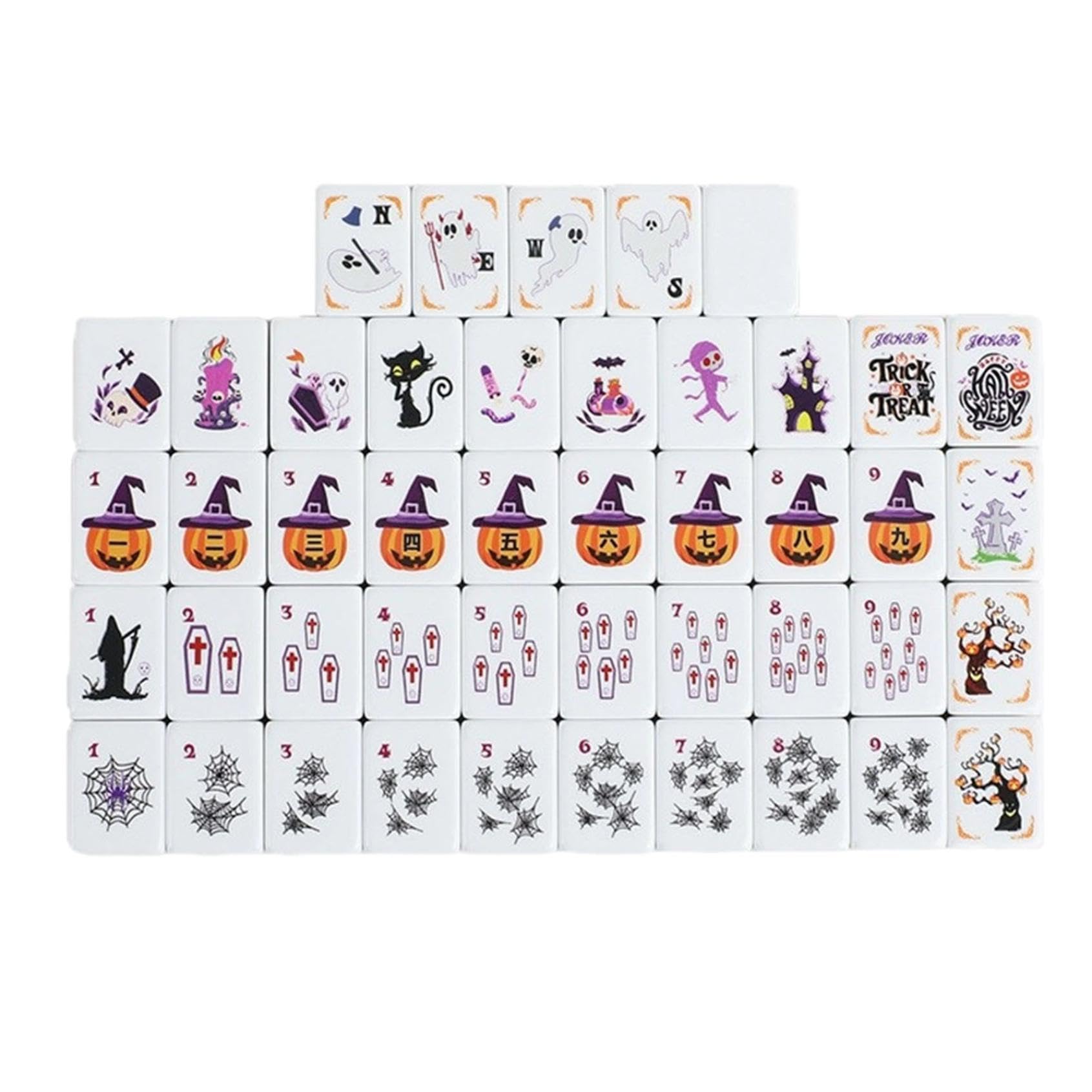 Générique 2026 Jeu De Tuiles À Associer Style Mahjong Thème Halloween Fantômes Citrouilles Sorcières Chats Noirs Mignons Araignées Enfants Adultes Soirée Familiale Divertissement