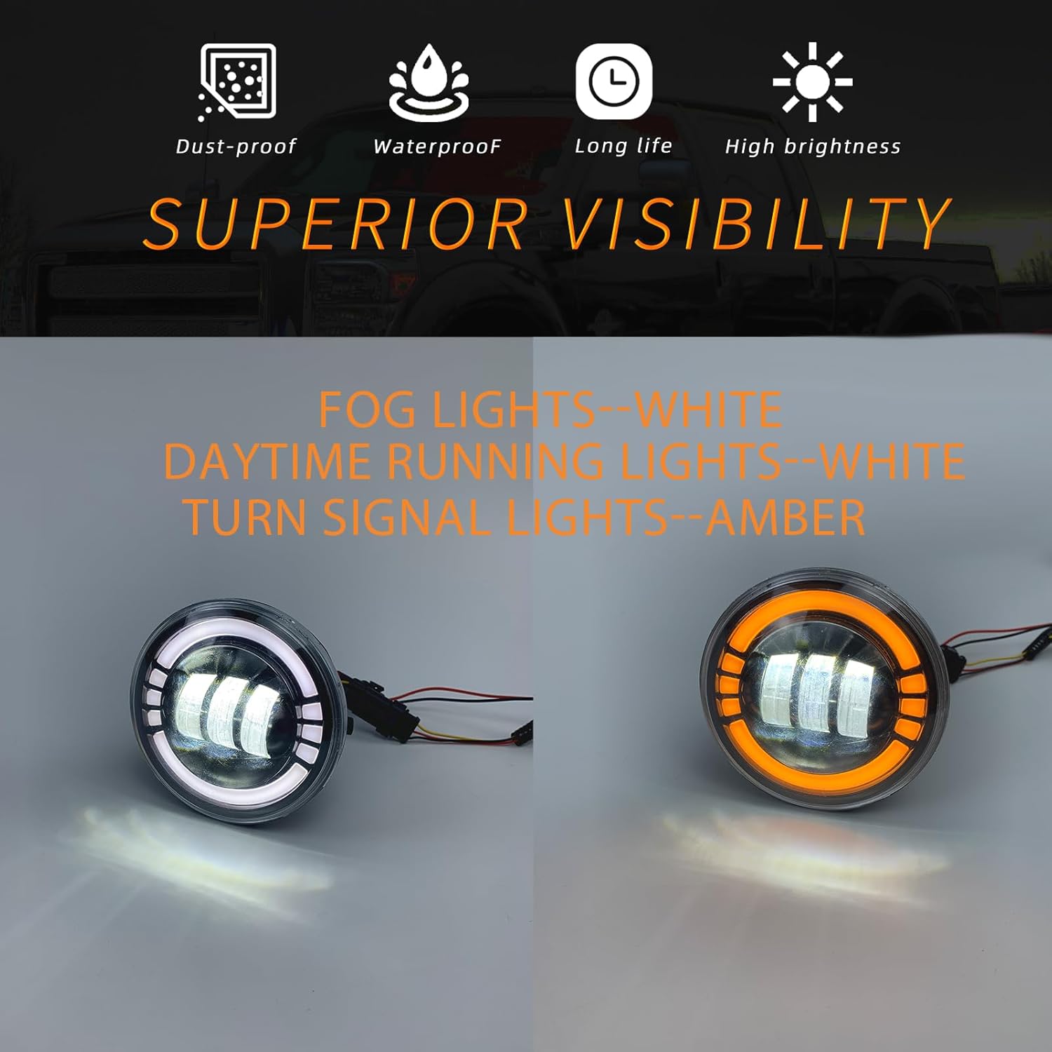 LED&DRL Fog Lights Compatible with 2005-2011 Tacoma / 2007-2013 Tundra / 2004-2006 Solara / 2008-2015 Sequoia, 1 Pair Of Front Bumper Driving Fog Lamps w/DRL & Amber Turn Signal Lights