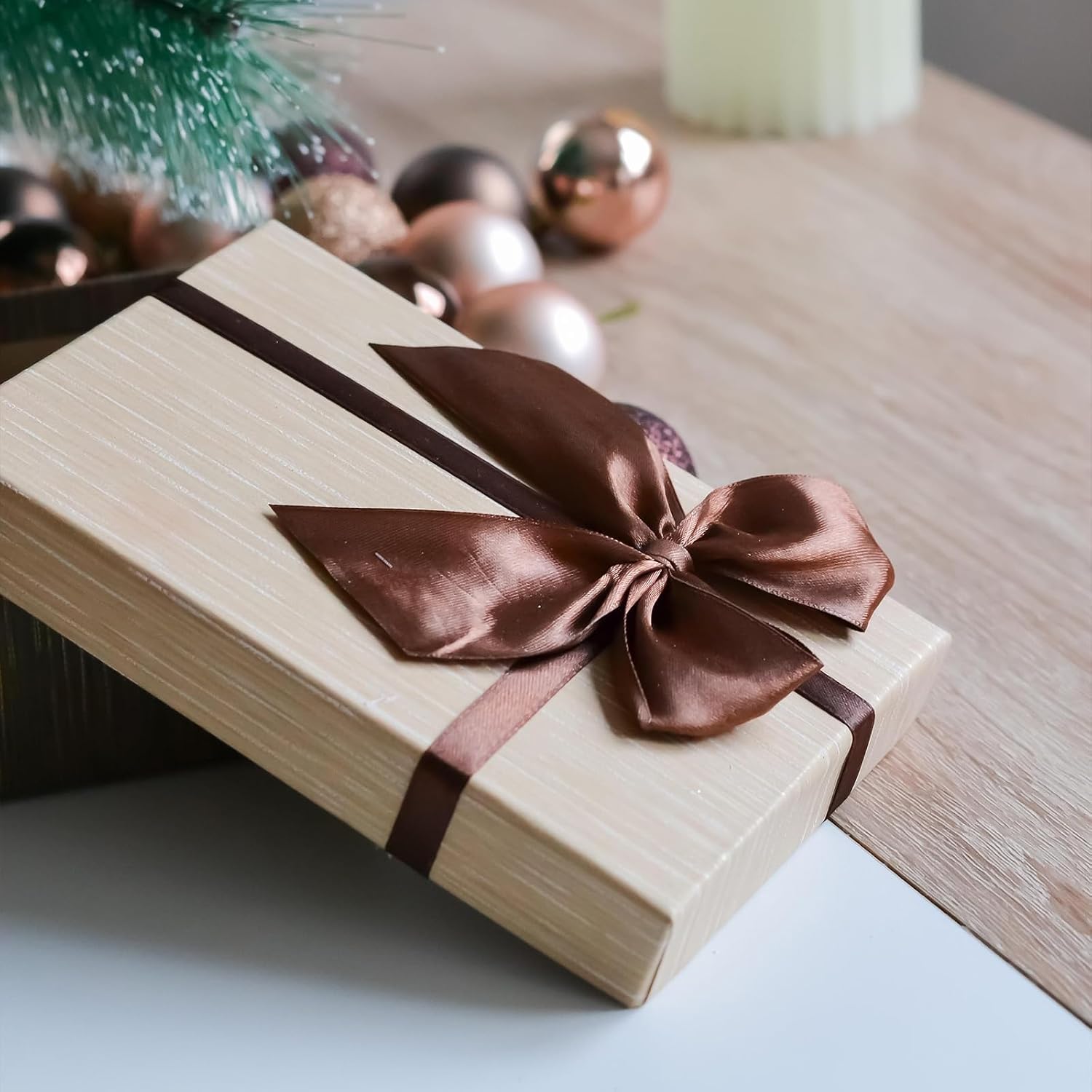 Maclemon 1-1/2 inch Wide 100 Yards Double Face Brown Satin Ribbon Fabric Ribbon for Gift Wrapping Very Suitable for Weddings Decoration Bouquet Balloons Arts Craft Sewing Hair Bow Invitation