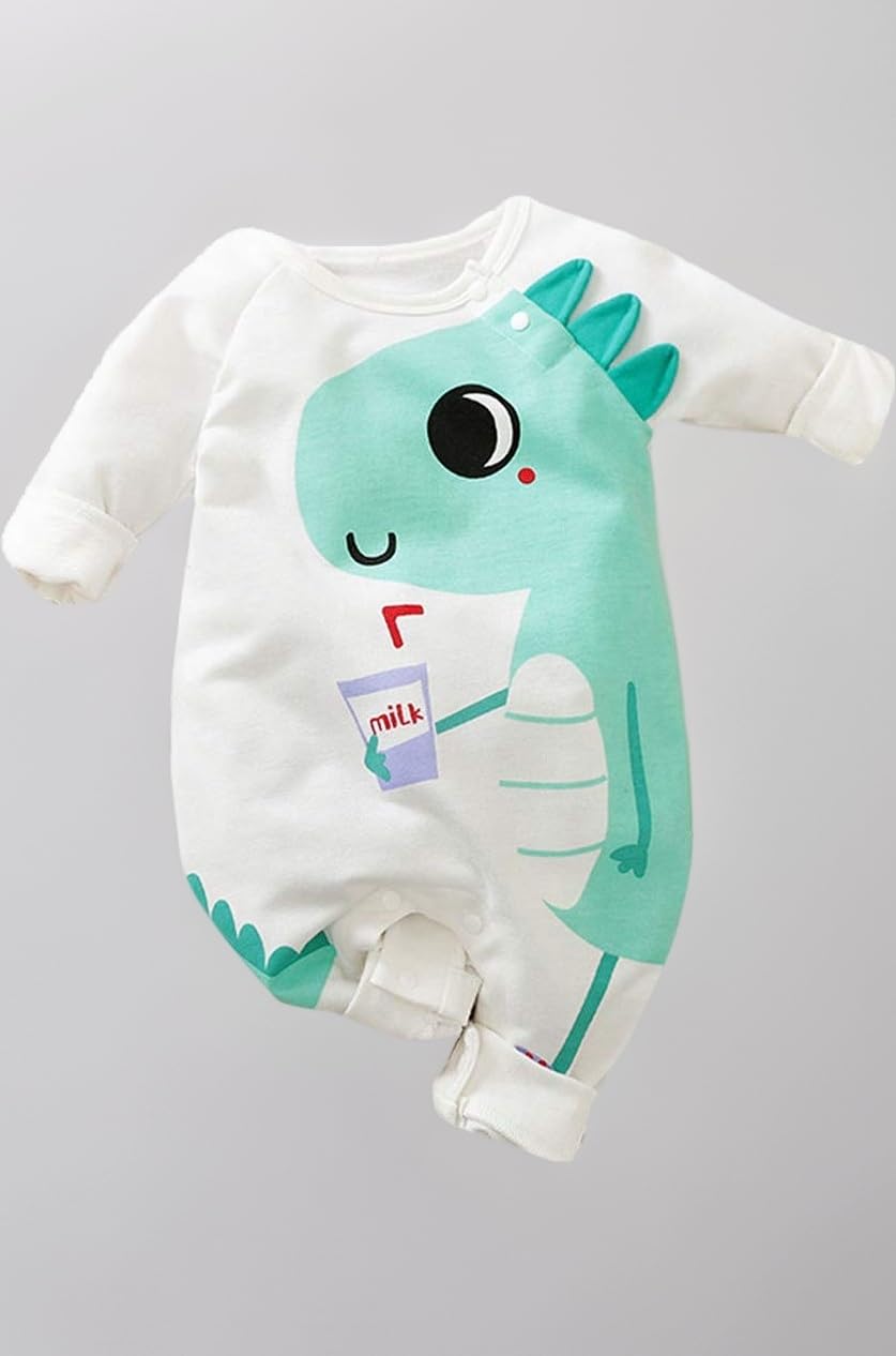 Boys and Girls Cotton Graphic Print Bodysuit In White Color
