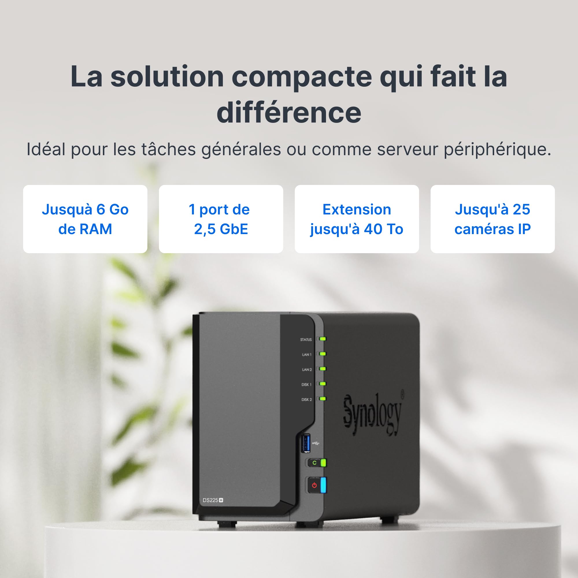 NAS DS225+ 2 Baies jusqu'à 40To sans Disque