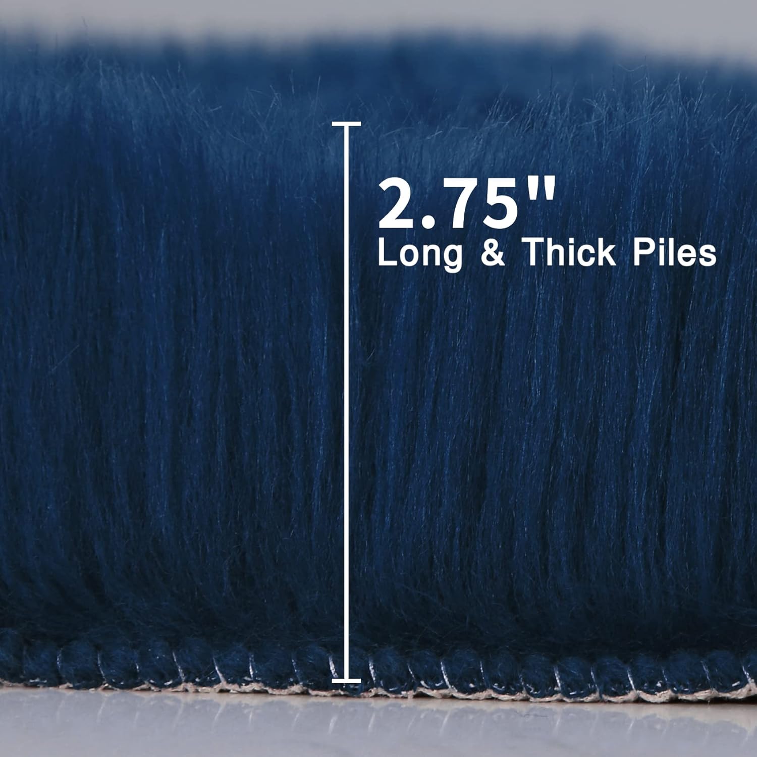 duduta Navy Blue Sheepskin Runner Rugs 2×6 ft, Fluffy Shag