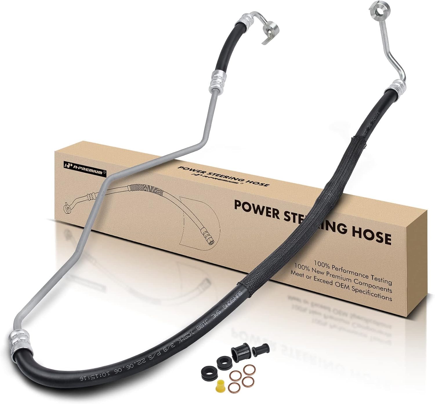 A-Premium Power Steering Pressure Hose Line Assembly Compatible with Mazda CX-7 CX7 2007 2008 2009 2010 2011 2012, 2.3L Gas, with Washer, Pump To Rack/Gear