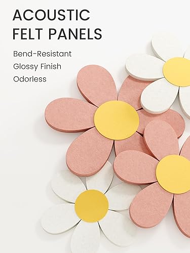 Miniatura 2 de Fluxynara 6 piezas de decoración de pared de flores de fieltro de margaritas, tablón de anuncios de margaritas para guardería y habitación de niñas,