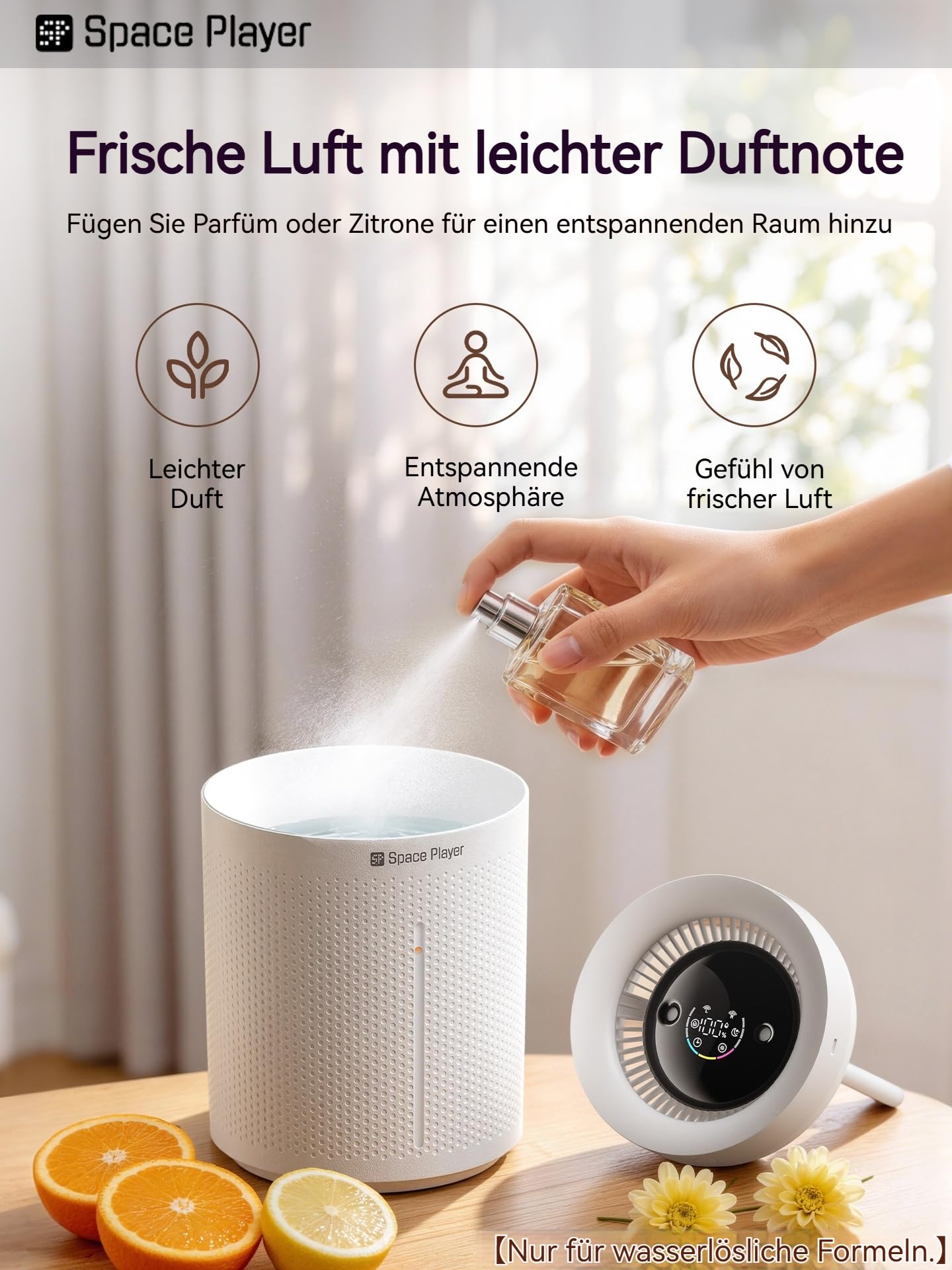 Space Player Luftbefeuchter Schlafzimmer Leise 3L Top-Fill Ultraschall, Kabellos 4000mAh Akku, Kaltnebel Luftbefeuchter mit Timer 2-8H, Auto Abschaltung Nachtlicht für Baby Kinderzimmer Büro Pflanzen