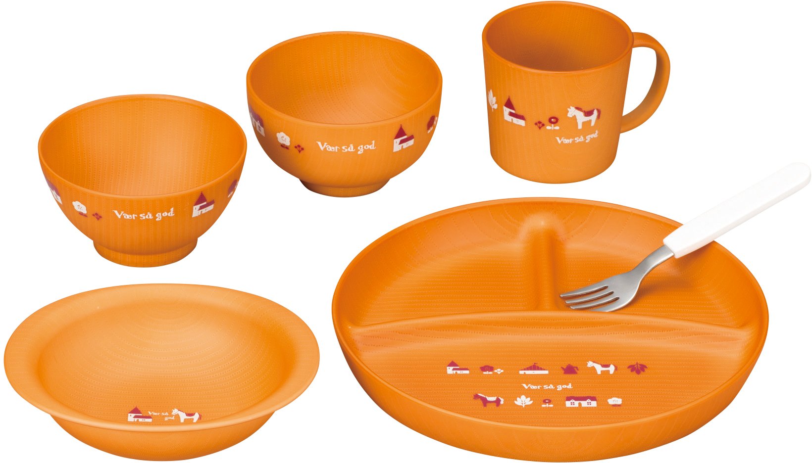 Amazon｜カノー 子ども用食器セット ライトブラウン 径21×2.5cm