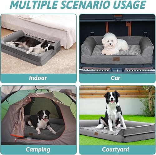 Miniatura 5 de Cama ortopédica para perros grandes, sofá XL para mascotas para perros extragrandes, cojín de espuma de gran apoyo en forma de U con funda de forro