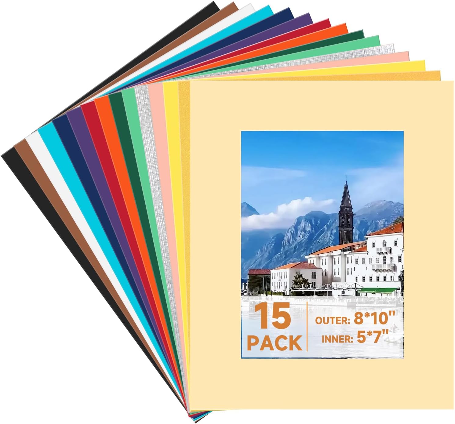 60 Pack Picture Frame Mats, Mixed Colors 11x14 Picture Mats for 8 x10 Photos, Core Bevel Cut Pictures Frames Matting for Photo, Watercolor, Artworks, Prints