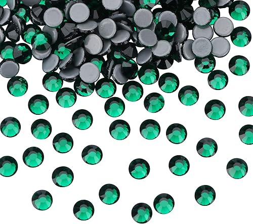 Miniatura 2 de Hot Fix - Diamantes de imitación de cristal con parte trasera plana, gemas de diamante de 0.189 in (20 ss, 1440 unidades, verde oscuro)
