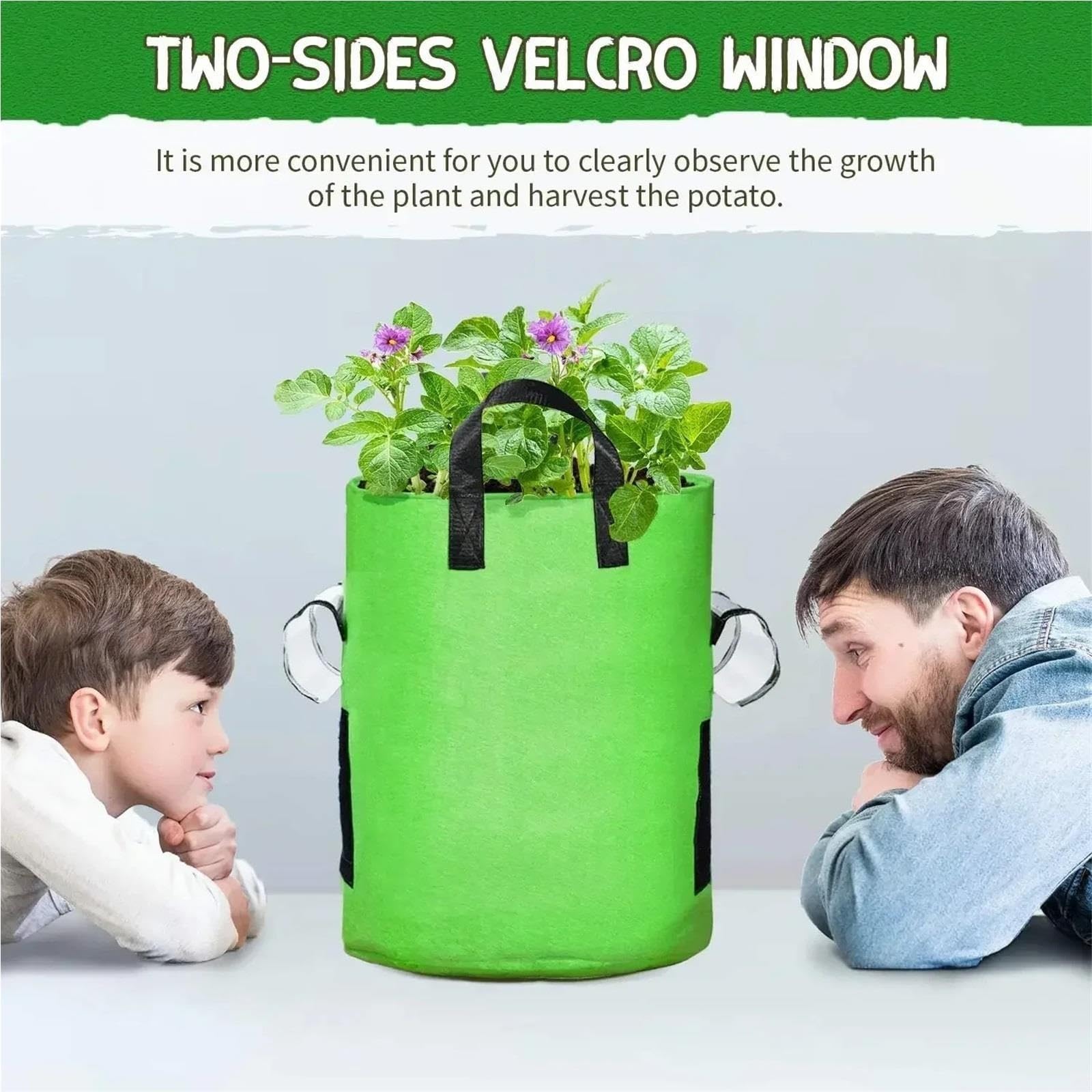 Bolsas de Cultivo de Patatas Bolsas de cultivo plantas fieltro 5/10 galones | Jardín de tela no tejida(Black S-10PCS)