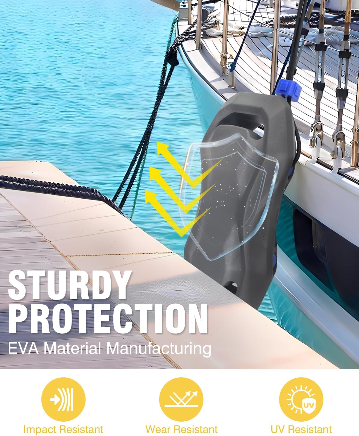 WOOWAVE Boat Fenders，Boat Bumpers for Docking, EVA Pontoon Bumpers with lntegrated Locking Rope，Fit for Yachts, Jon Boat,Pontoon Boat and Bass Boat
