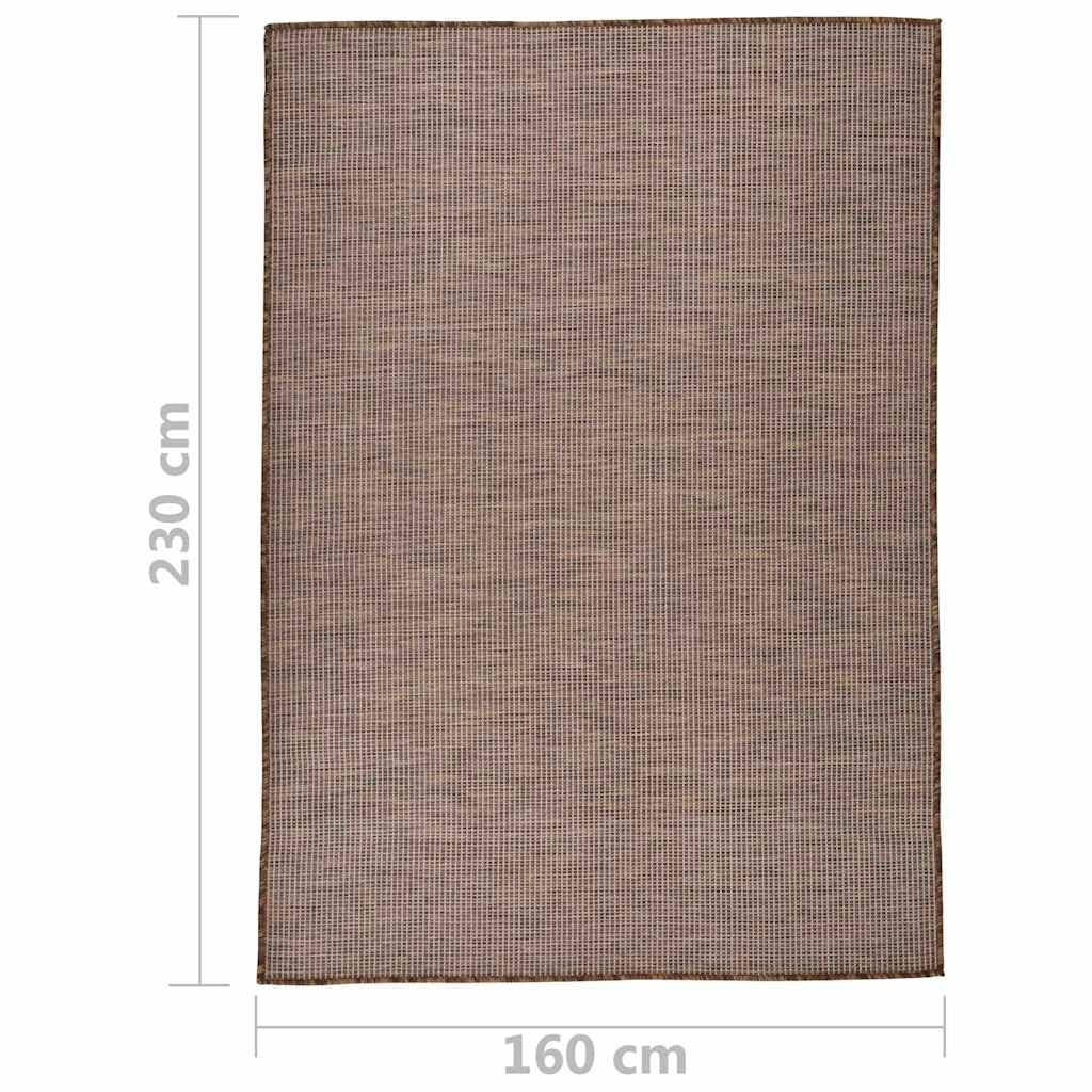 Tappeto per esterni, tessuto piatto, 160 x 230 cm, marrone, resistente alle intemperie, ai raggi UV, durevole, robusto, per balconi, terrazze, adatto per interni ed esterni, facile da pulire