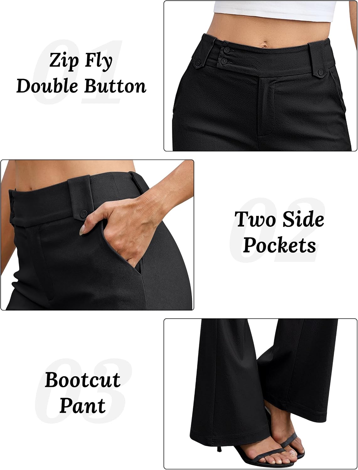 Eddoyee Dress Pants for Women Flare High Waisted Stretchy Work Trousers Business Casual Office Pants Comfortable with Pockets