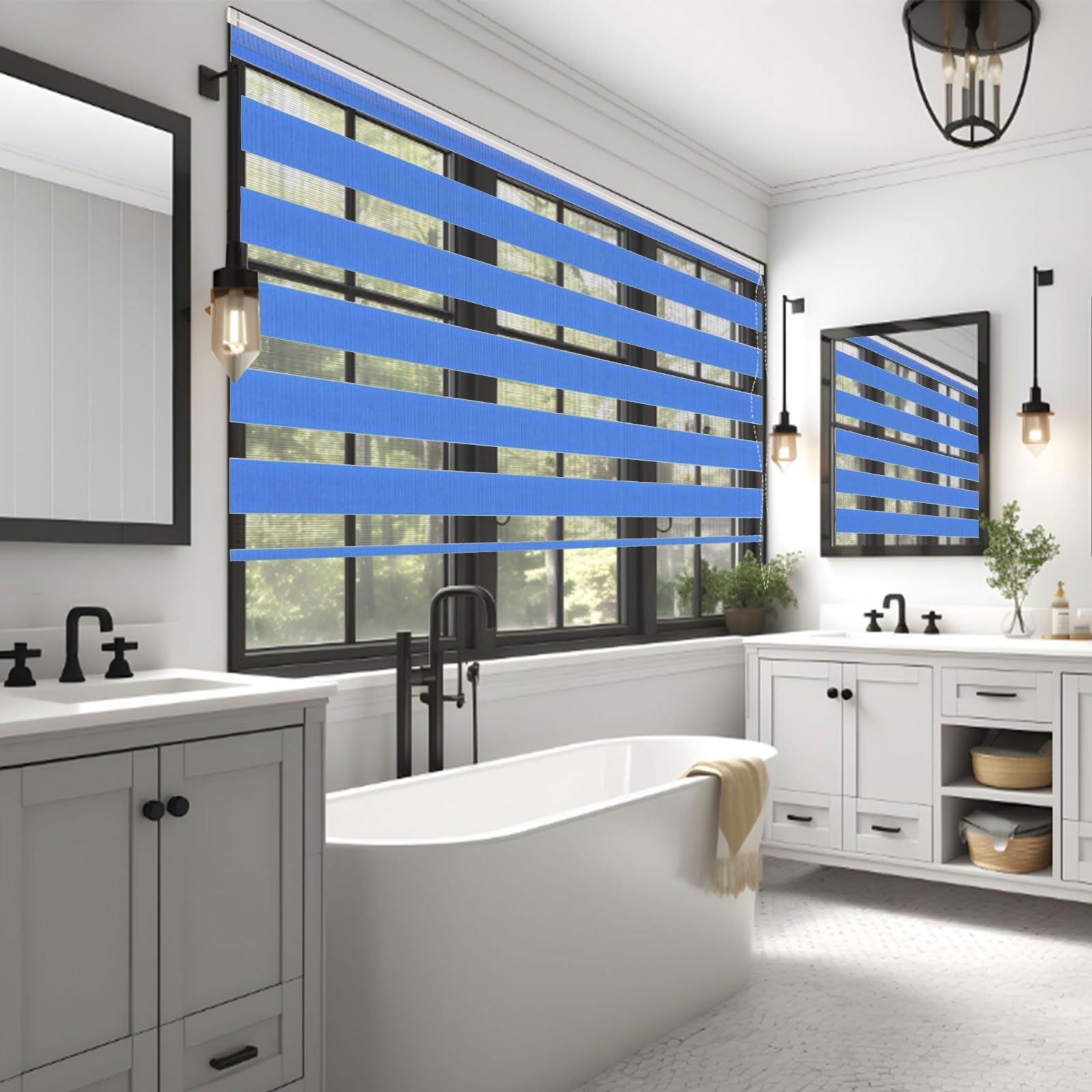Blackout Roller Blinds 55 x 320 cm UV Protection Light Filtering Blackout Waterproof Fabric Window with Install Accessories for Windows Room Darkening, Niebieski
