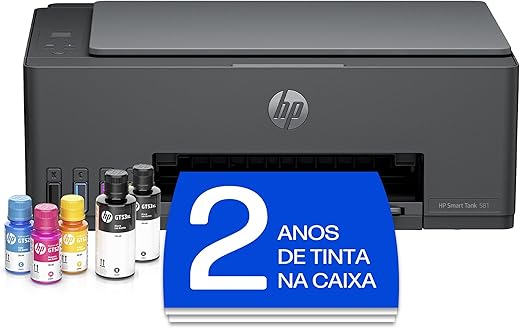 Impressora Multifuncional HP Smart Tank 581 Tanque de Tinta Colorida Wi-Fi, USB...