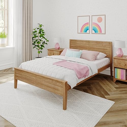 Max & Lily Cama Full, Marco de Cama Full de Madera Maciza con Cabecera de Panel, Cama Full para Niños con Soporte de Listones de Madera, No Necesita