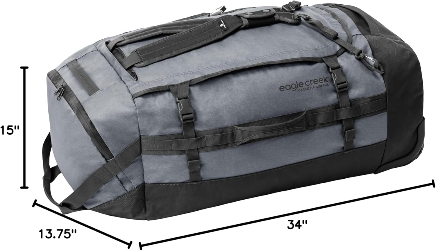 Eagle Creek Cargo Hauler Wheeled Duffel - Durable Duffel Bag for Travel - Easy Access Compartment - Deployable Backpack Straps - Lockable Zipper Opening - Charcoal - 130L - Image 11