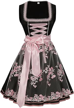 Generisch Dirndl Pour Femme - Midi Traditionnel - Vintage - Fête De La Bière - Costume De Fête De La Bière - Robe Dirndl Avec Compartiments - Costume D'Halloween - Tenue De