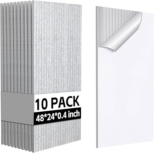 Miniatura 10 de Paquete de 10 paneles acústicos, paneles de pared grandes de 47 x 24 x 0.38 pulgadas, paneles autoadhesivos que absorben el sonido, paneles a prueba