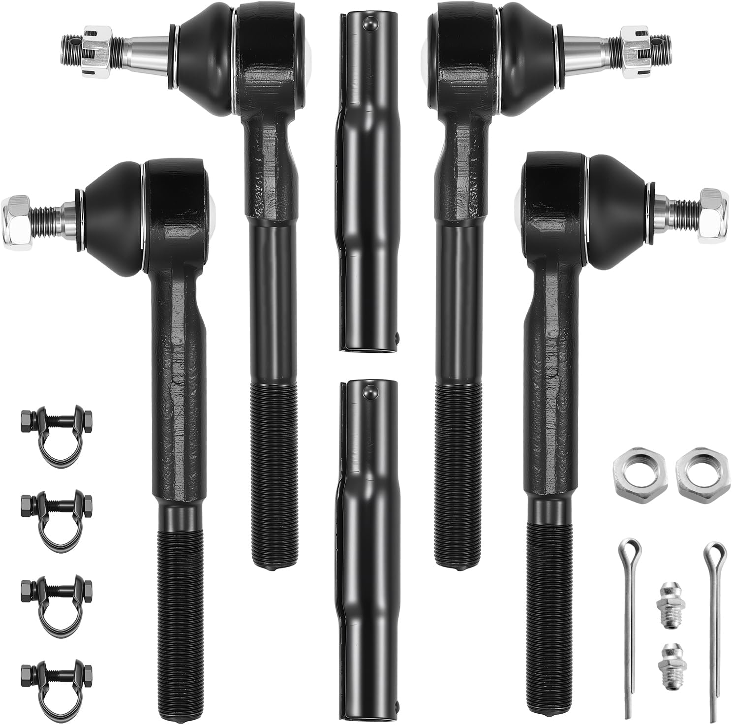 BDFHYK 6pcs Tie Rod Ends Kit Compatible with Chevy Tahoe 1995-1999,2*Outer tie rod ES2836+2*Inner tie rod ES2838+2*Adjustment Sleeve ES2004