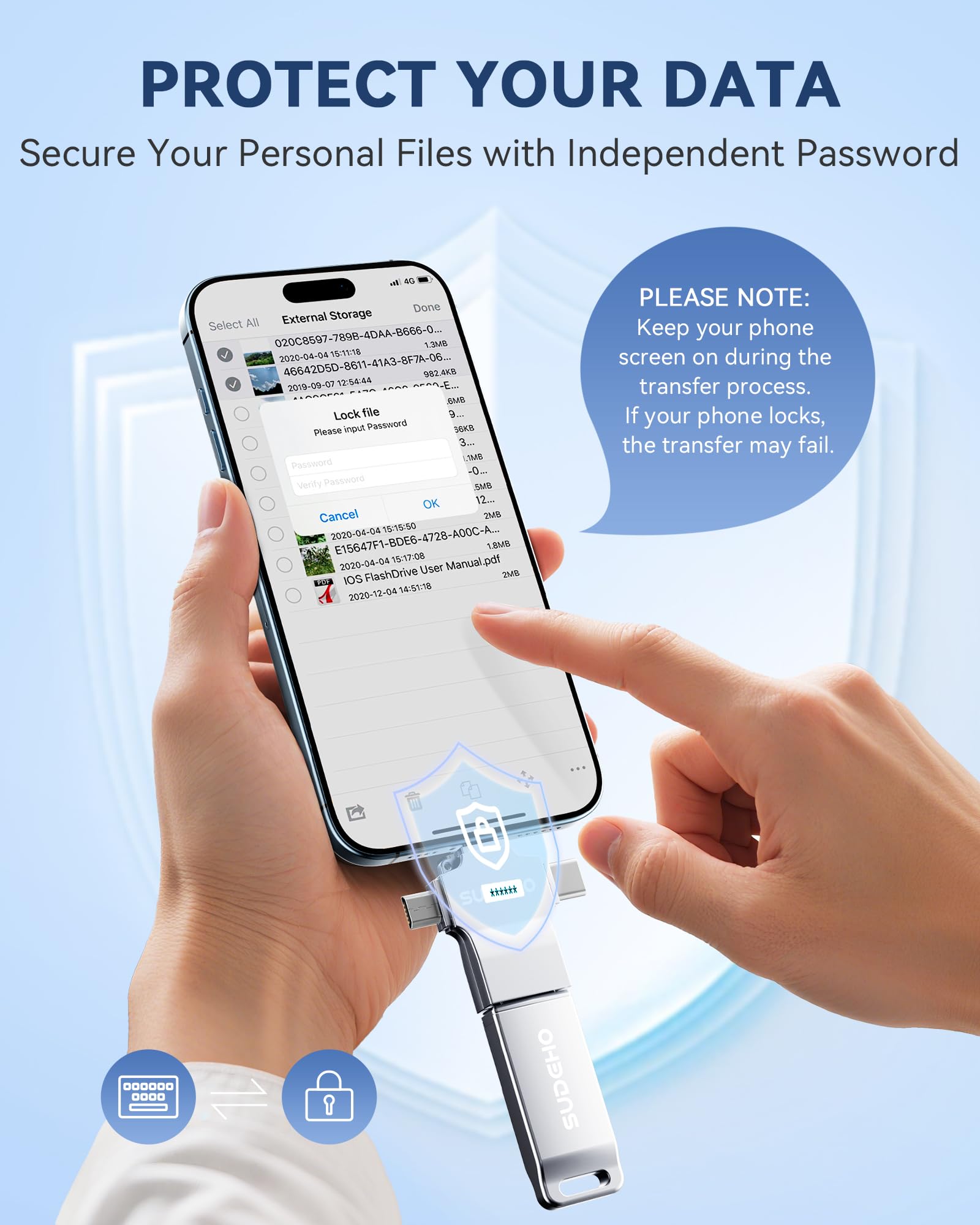 Chiavetta USB da 128 GB certificata MFi per iPhone, 4 in 1, memoria esterna per salvare immagini e video, chiavetta USB ad alta velocità per iPhone/iPad/Android/PC (argento)
