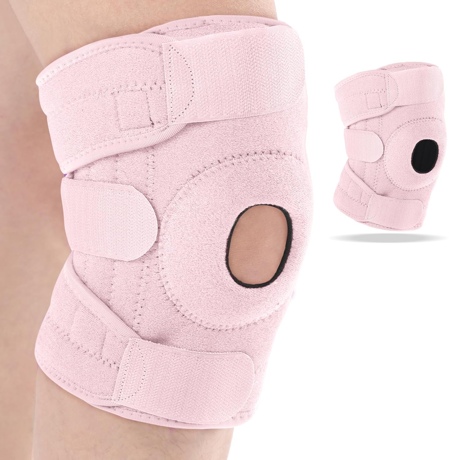 Kids Knee Brace with Side Stabilizers Patella Gel Pads Adjustable Straps Youth Child Knee Brace Support for Meniscus Tear Sports, Meniscus Tear (Pink,1 Pcs)