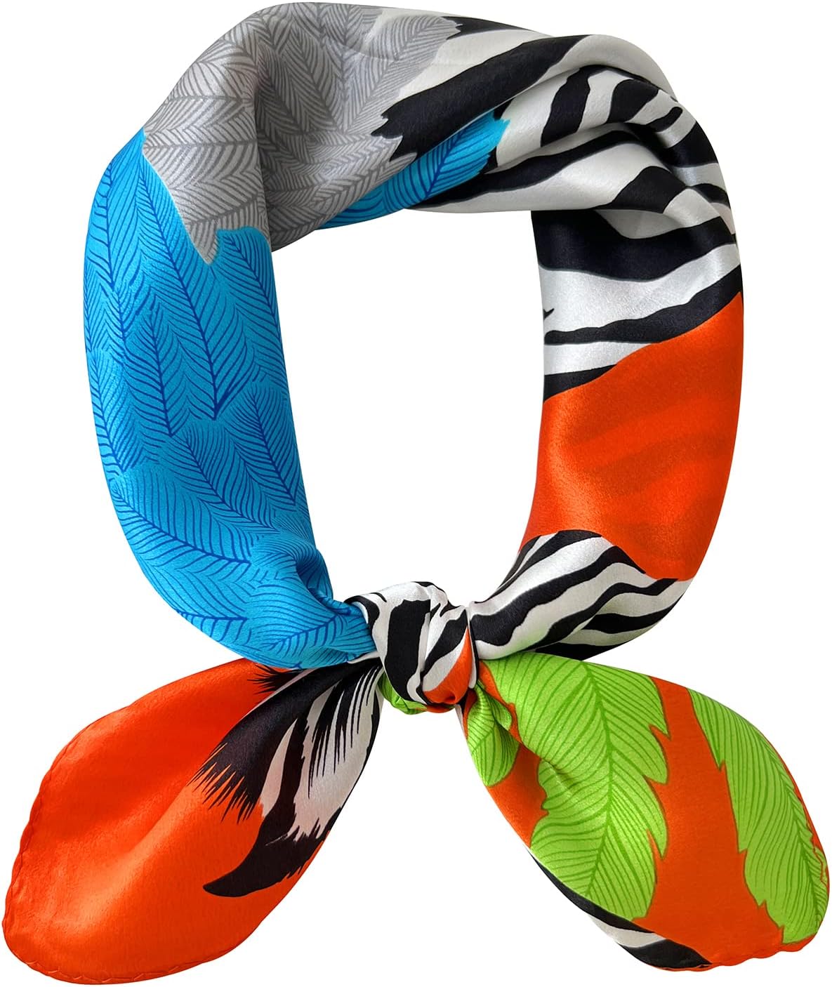 100% Pure Mulberry Silk Square Scarf for Hair 21''x21'' Women Natural Silk Neckerchief Digital Printed Headscarf