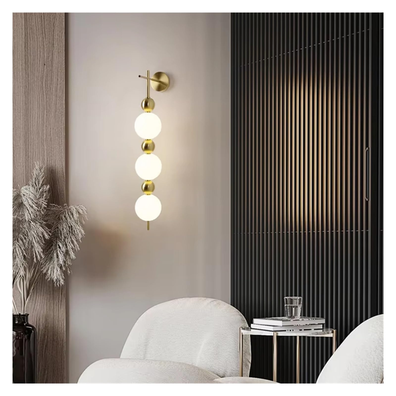 ZTCHSENZT LED Changeable Dimming Wall Lamp White Acrylic Ball Gold Metal for Bedrooom Parlor Aisle Corridor Lighting Sconce,3 Light