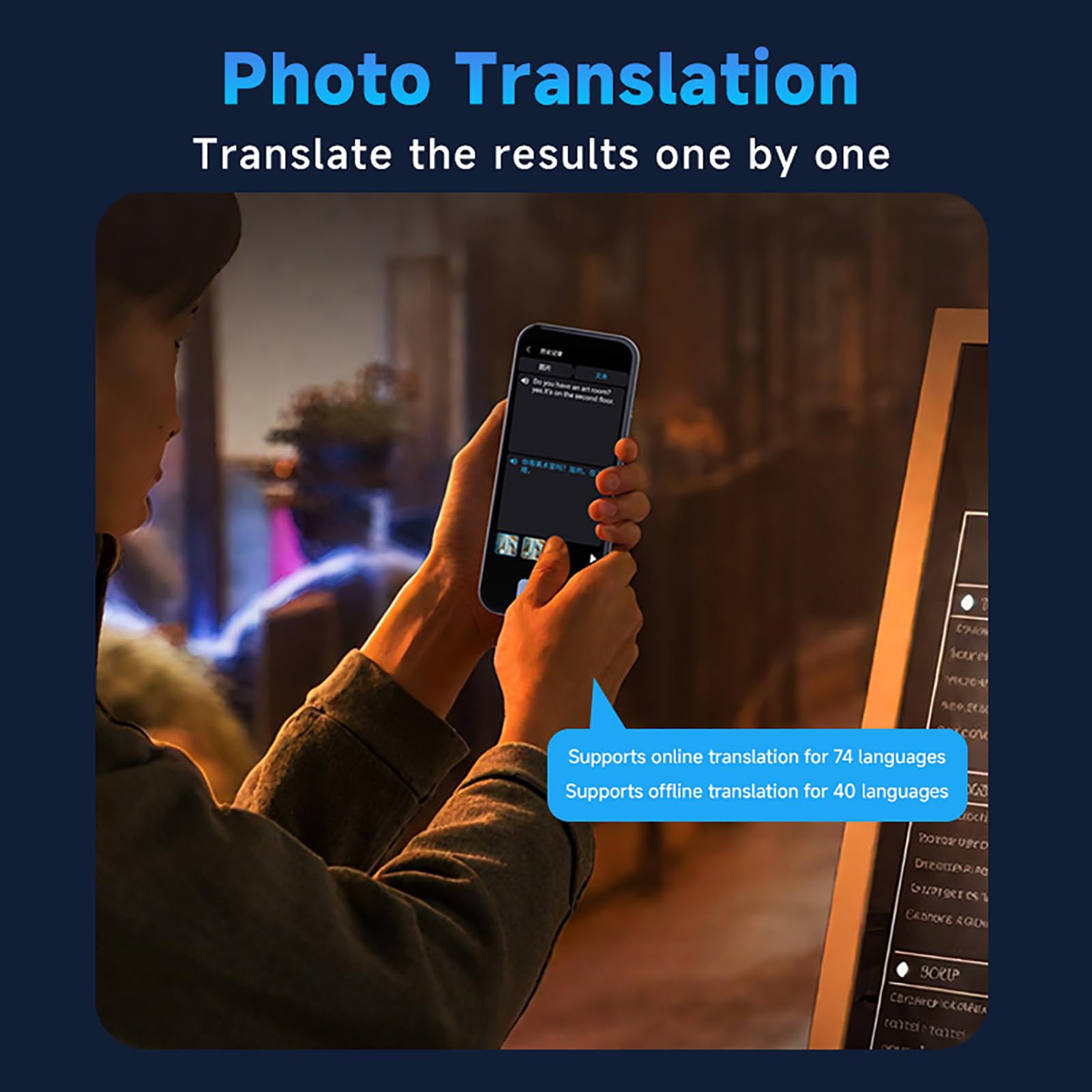 Jectse Traducteur Intelligent, AI Scan Photo Text Call Enregistrement Intelligent Dispositif de Traduction Hors Ligne avec Prise en Charge de 90 Langues et Appareil Photo 5MP, pour Une