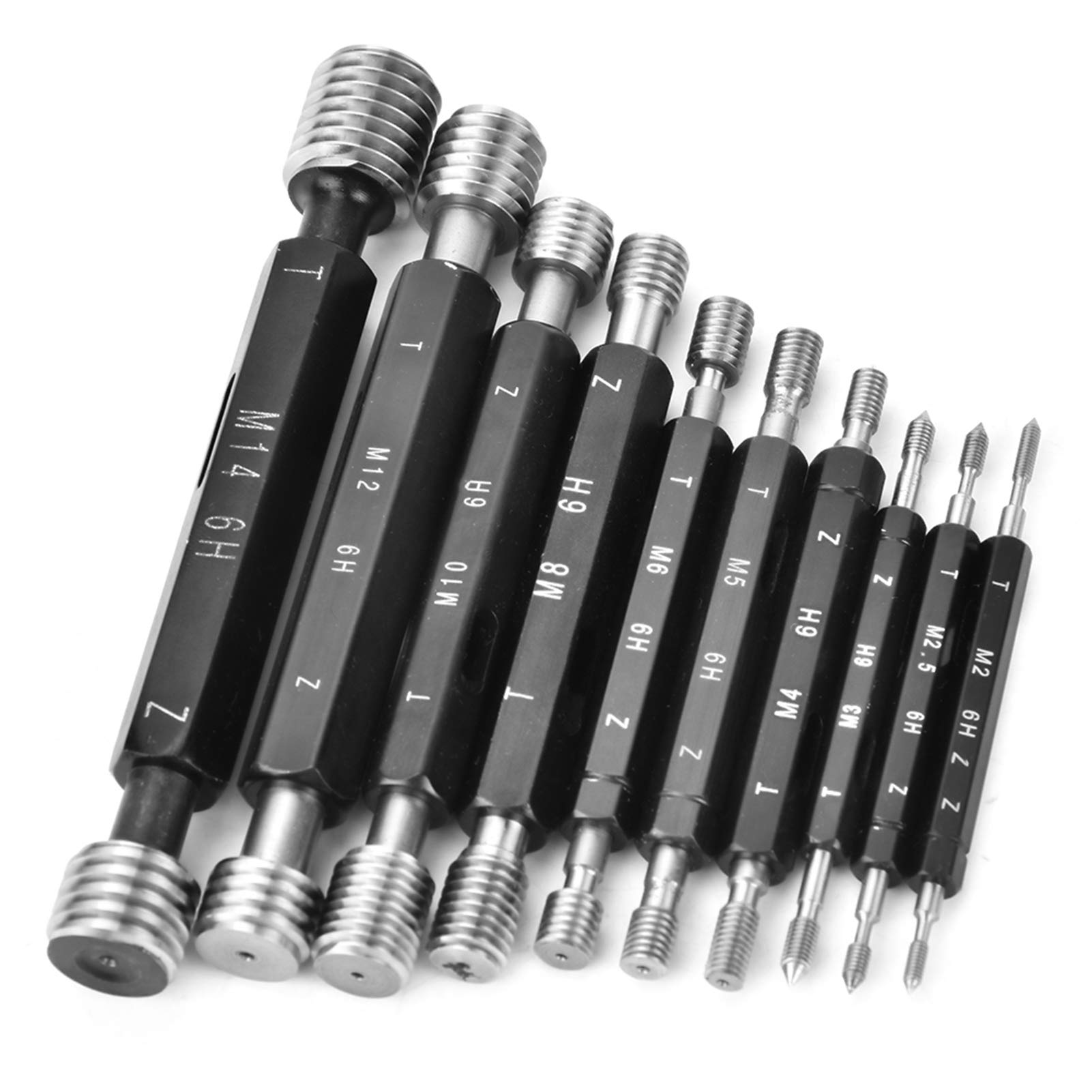AMONIDA Set di 10 Calibri Tampone per Filettatura per Ingegneri Meccanici E Tornitori,Ispeziona Diametri Maggiore,Minore E di Passo Della Filettatura,Custodia Portatile Officina (metrica)