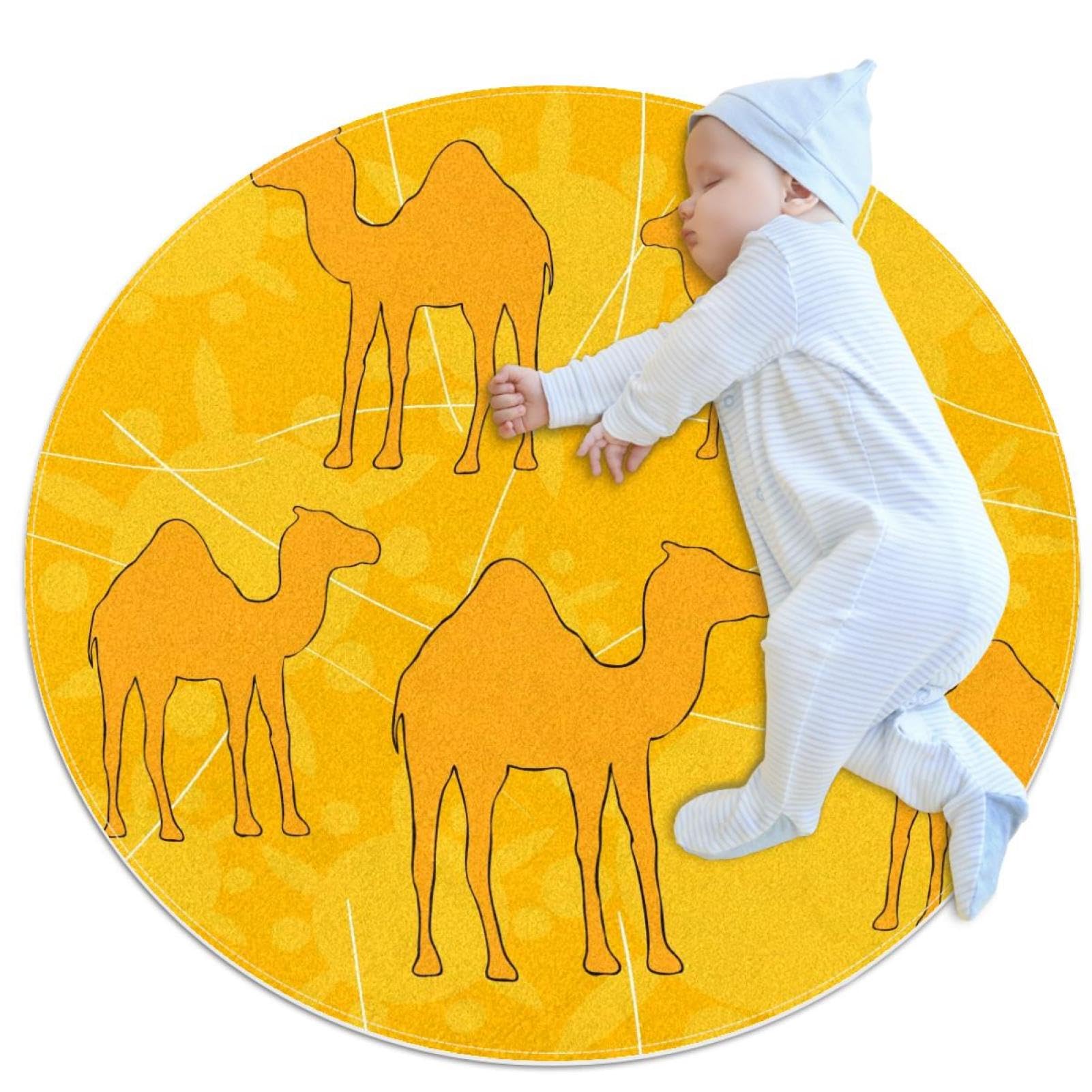 Tapis de salle de bain motif animaux sauvages camomille rond 1m pour chambre à coucher