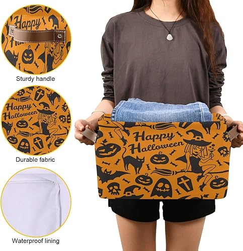 Miniatura 31 de AUUXVA Cesta de almacenamiento del antiguo Egipto, caja de almacenamiento de lona duradera plegable para juguetes, cesta organizadora con asas