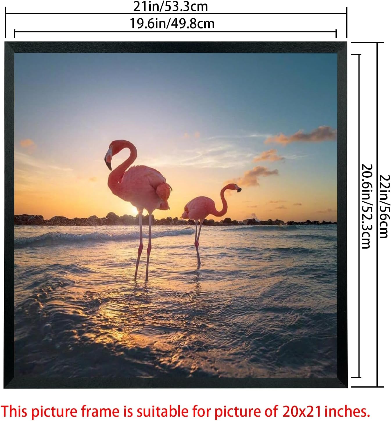 Mxtallup 20x21 Picture Frame Solid Wood Poster Frame for Wall 20x21 Photo Frames Family Black (T22B2021)