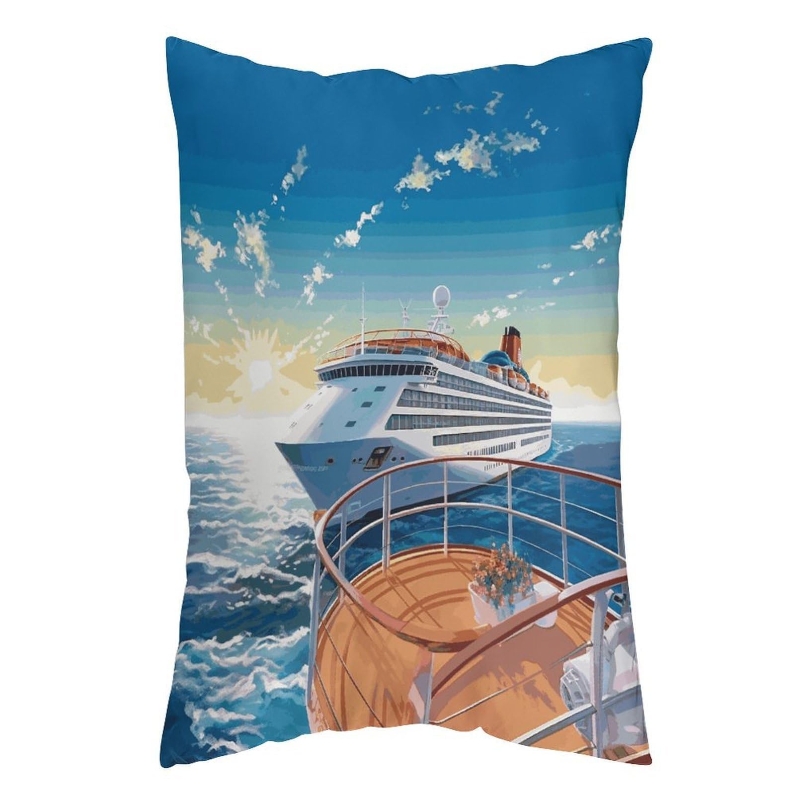 LDGSUPH Summer Sea Cruise Pillow Cases Soft Pillowcase with Invisible Zipper Wrinkle Resistant Pillow Covers Breathable Removable Pillow Protector for Bed Sofa Car 12 "x20
