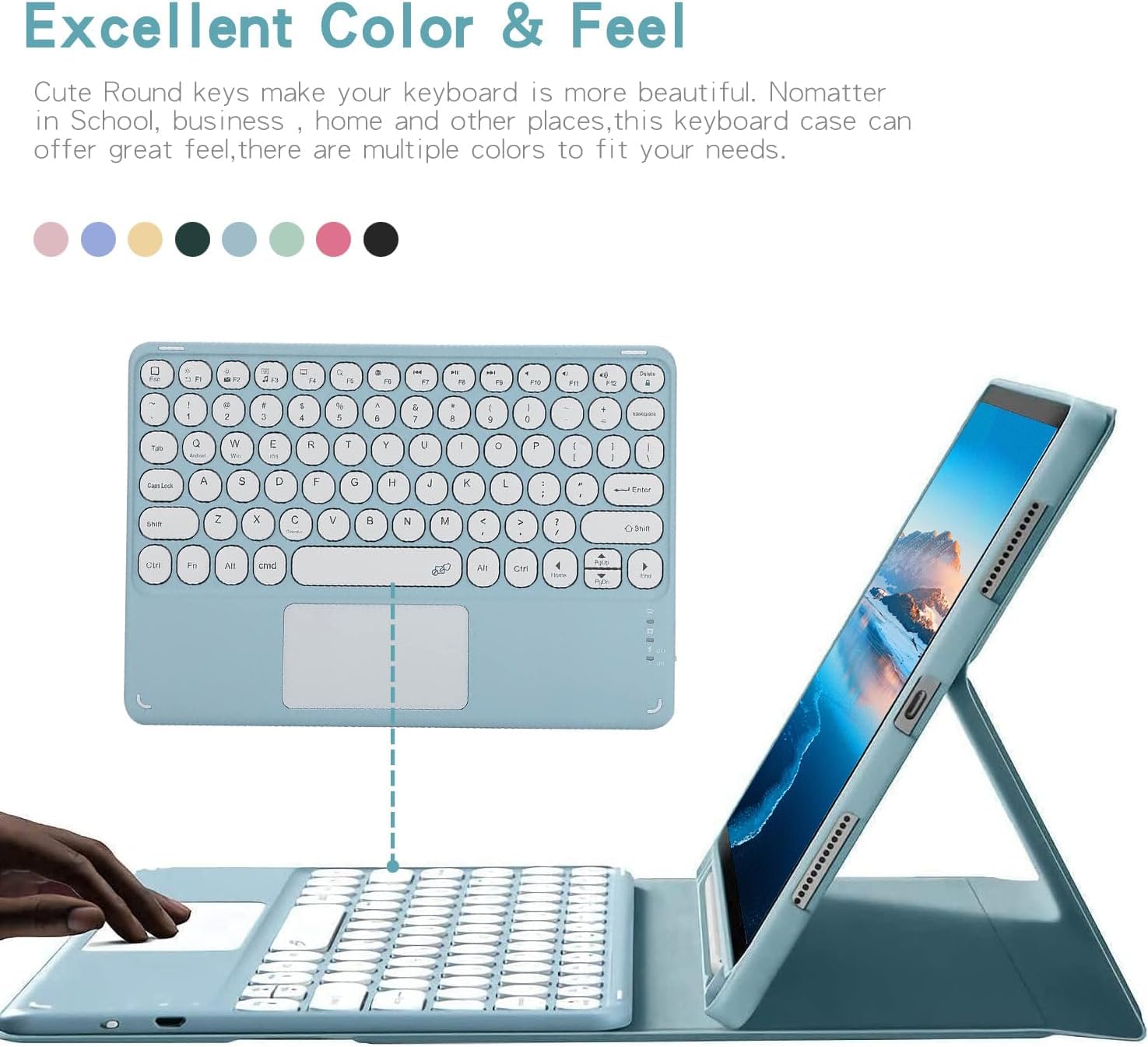Keyboard Case for Samsunga Galaxy Tab A8 10,5 Calowego Modelu 2022 (SM-X200/X205/X207) Z Uchwytem Na Rysik S, Magnetyczną Odłączaną Bezprzewodową Klawiaturą Touchpad Bluetooth,Pink