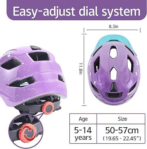 Miniatura 21 de OnBros Casco de bicicleta para niños – Cascos de bicicleta para niños de 5 a 14 años con visera, casco de bicicleta para niños para monopatín