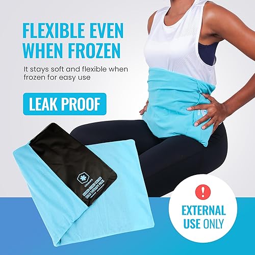 Miniatura 3 de ICEWRAPS Paquete de hielo reutilizable de 10 x 14 pulgadas con cubierta de tela suave, multiusos, flexibles, para terapia de frío, para hinchazón de