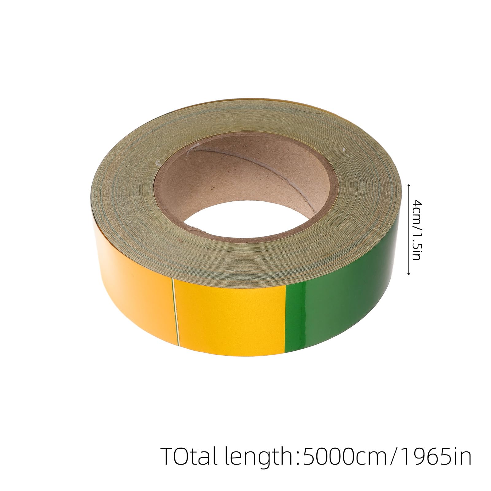 1 rollo de cinta de señalización de peligro verde y amarilla de 4 cm x 50 m (1,6 pulgadas x 164 pies) - Franja de advertencia autoadhesiva que no se riza, con superficie antideslizante para