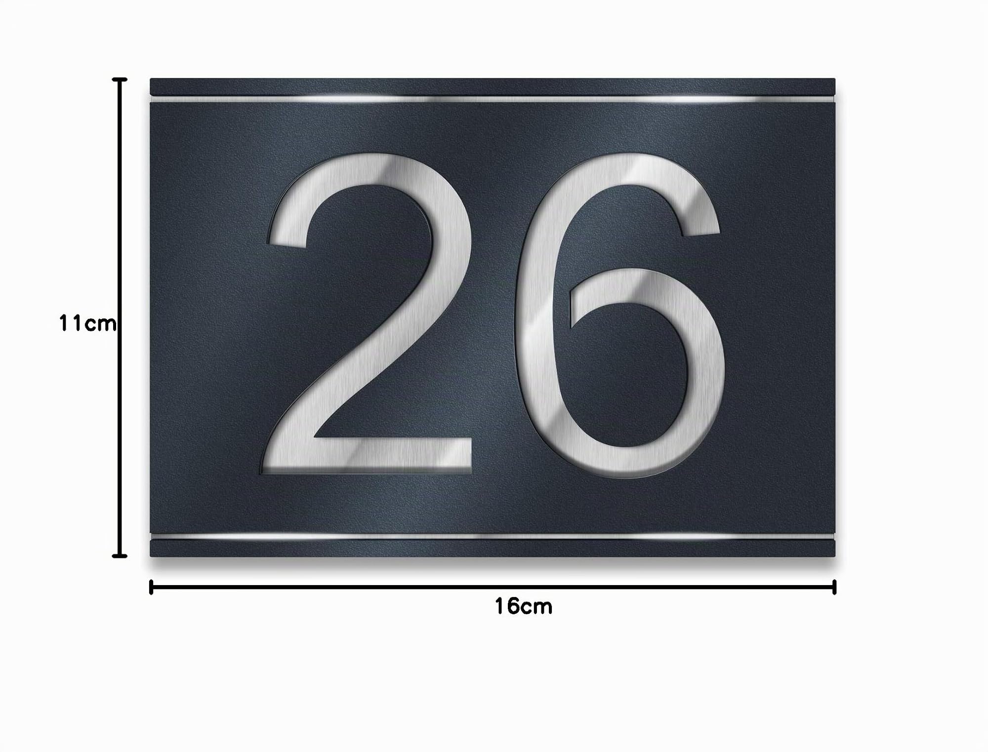 Metzler Hausnummer aus V2A Edelstahl, individuelles Hausnummernschild in Anthrazit RAL 7016 mit ausgelaserter Hausnummer. Rostfrei, 3D-Effekt, inkl. Beschriftung, Made in Germany, Größe: 21,5 x 15 cm