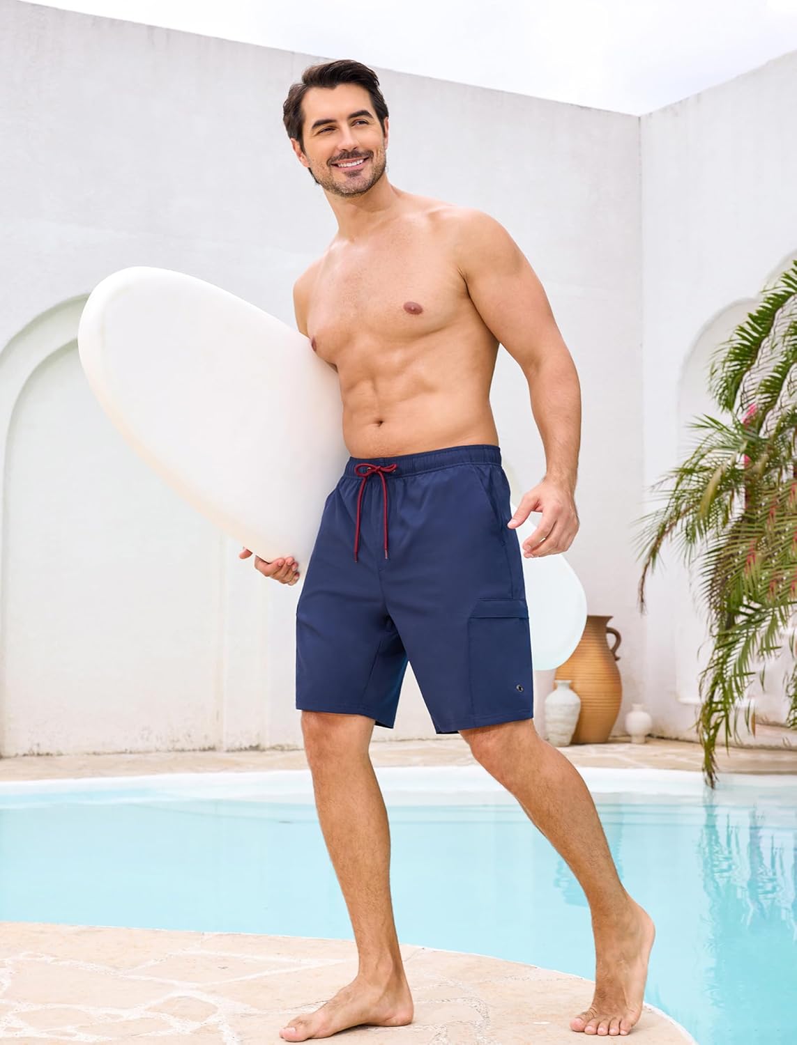 SILKWORLD Mens Swim Trunks with Compression Liner 9" Cargo Pockets Swimsuit Quick Dry Athletic Bathing Suits for Pool Beach - Image 5