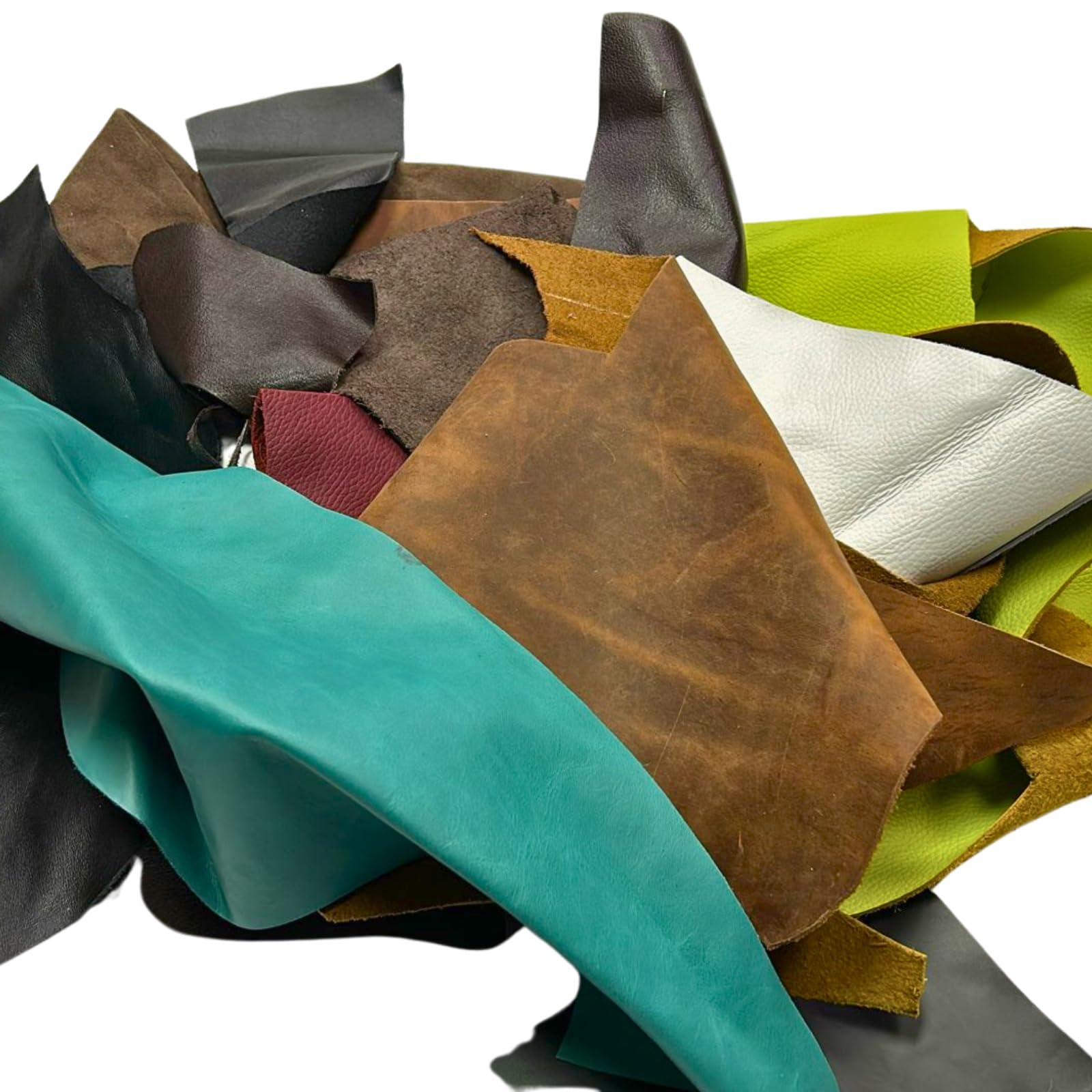 ArtisanCowhides Genuine Smooth Cowhide Leather Scraps, Cowhide Remnant for Tooling/Crafting- Assorted Colors & Shapes - Approx. 1lbs