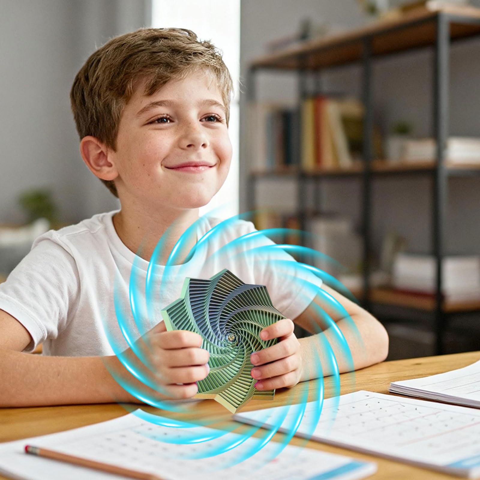 Étoile Sensorielle Fidget Imprimée 3D – 11,7×11,7×1,5 Cm – Hexagone Fractal Avec Poignée – Anti-stress Silencieux