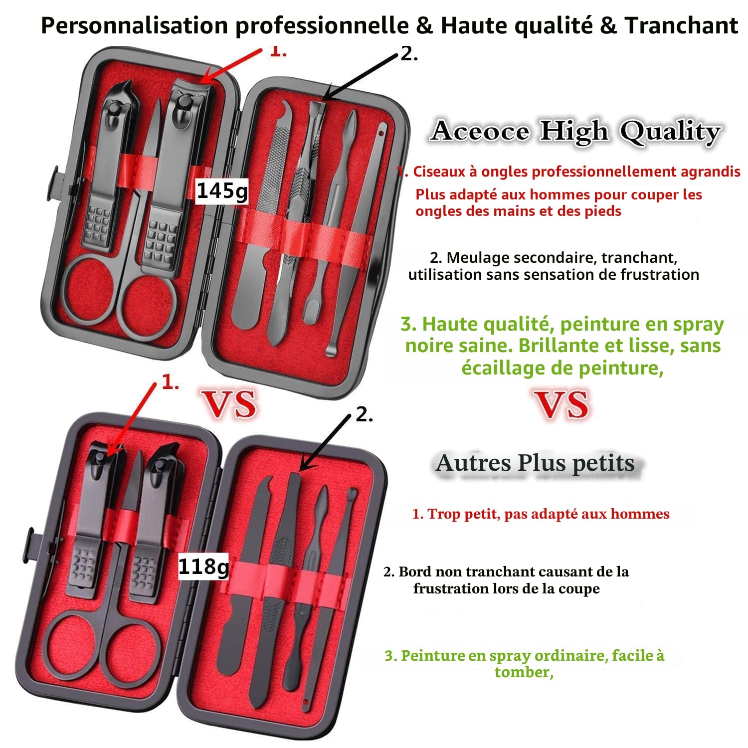 Kit Manucre Coupe ongles Ensemble de Manucure de Voyage Portable kit ongle Ensemble de Coupe ongles Kit de pédicure kit de soins des ongles Cadeau Toilettage pour hommes femmes