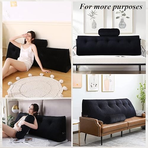 Miniatura 5 de Almohadas tipo cuña para cabecera y almohada enrollable para cabecera, cojín grande para reposo en cama, almohadas de lectura, almohadas de respaldo