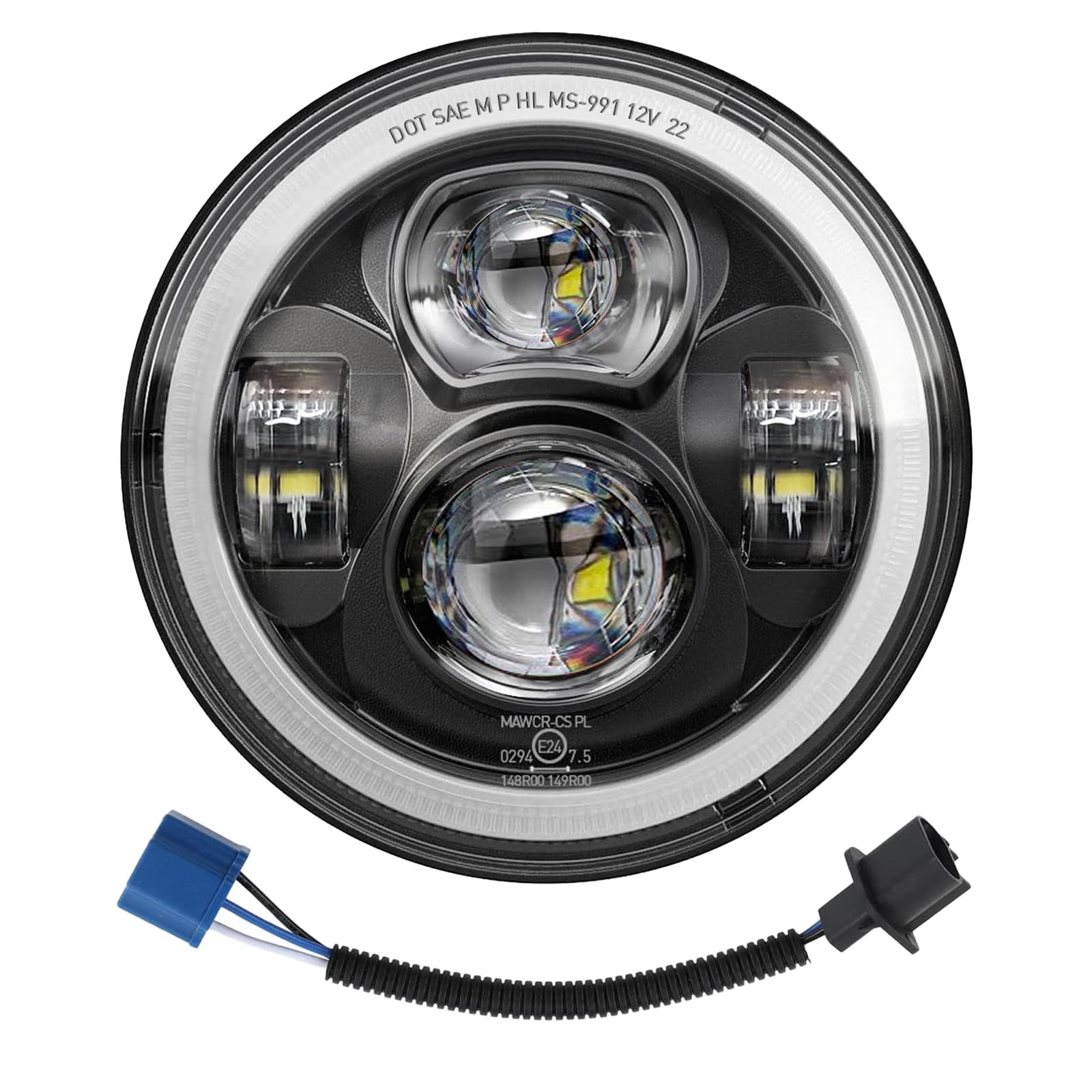 7 inch Motorcycle LED Headlight For Harley Davidson Road King Street Glide Fat Boy Switchback Electra Glide Softail Slim Heritage Softail Deluxe Indian Chief Roadmaster Challenger Vintage Chieftain